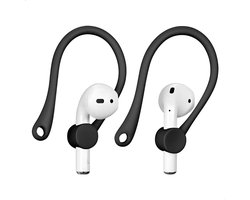 Ainy - Oorhaken zwart geschikt voor Apple Airpods 1 / 2 / 3 / 4 / Pro 1 & Pro 2 of andere oortjes draadloos / bluetooth oordopjes | Haakjes met veilige Pasvorm I Siliconen Eartips I Ergonomisch en Anti-Lost Ontwerp
