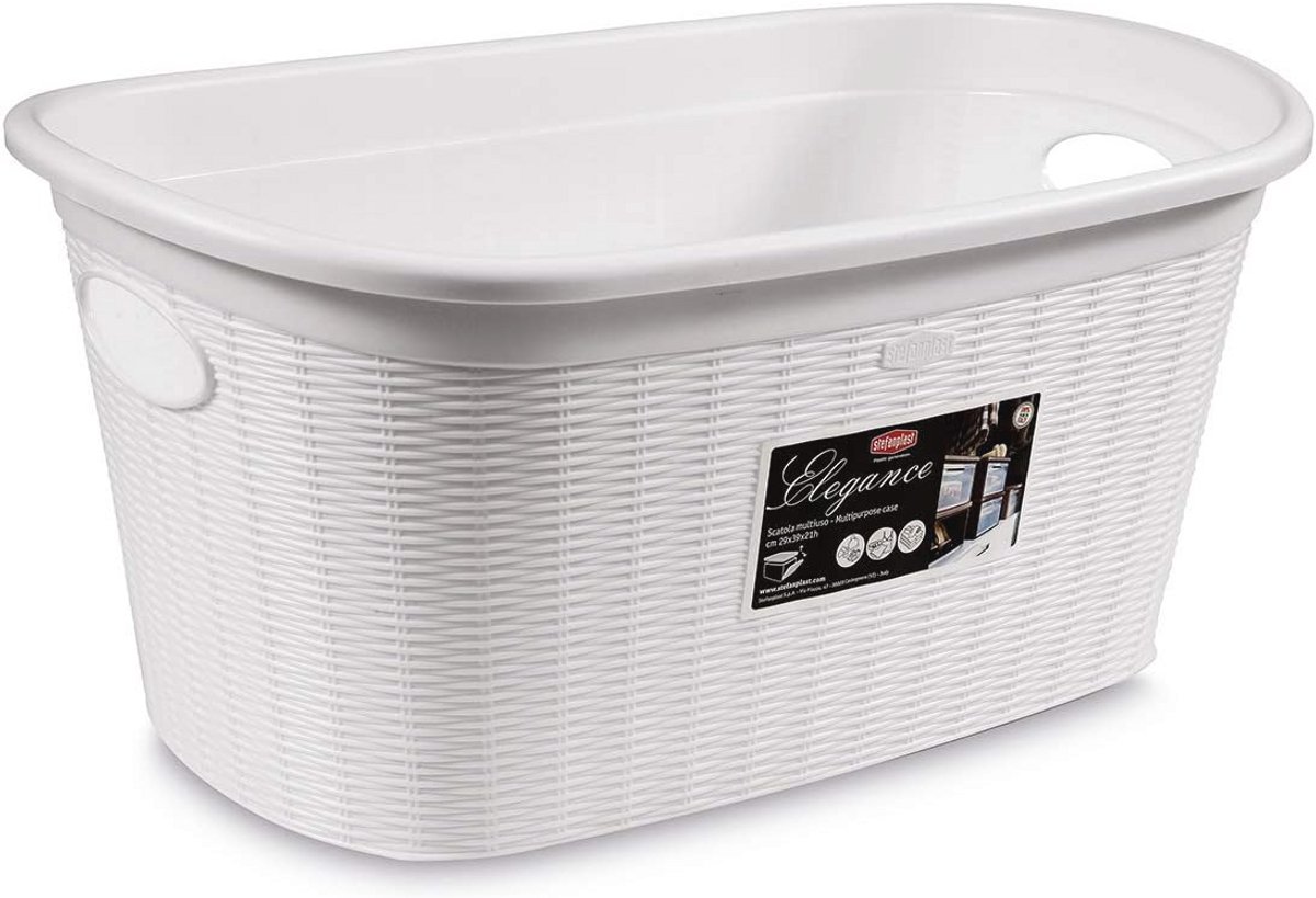 Goedkoopste Witte kunststof wasmand 38 x 58 x 28 cm - Elegante en praktische oplossing voor wasgoed
