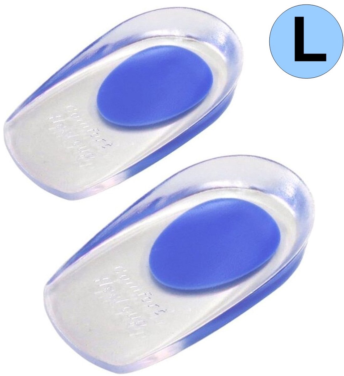 Fako Bijoux® - 3D Soft Gel Hielspoor Zooltjes - Maat 40-46 - Hielbeschermer - Hielspoor Gelhak - Hiel Zooltjes - Inlegzool Cups - Inlegzolen - Maat L - Blauw