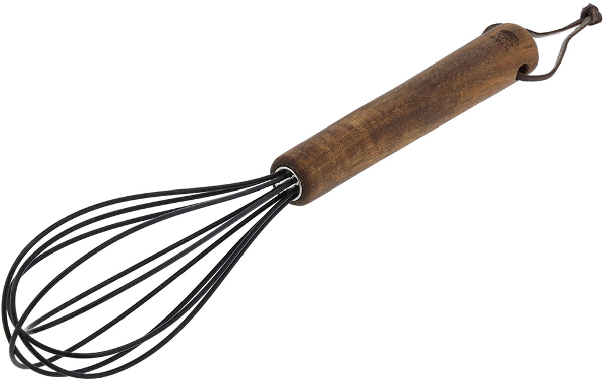 HOLM Garde – Keukengarde met Acaciahouten Handvat – Roestvrij Staal & Siliconen – Ideaal om te Kloppen, Mengen en Opschuimen – FSC Gecertificeerd – 30 cm – Hout