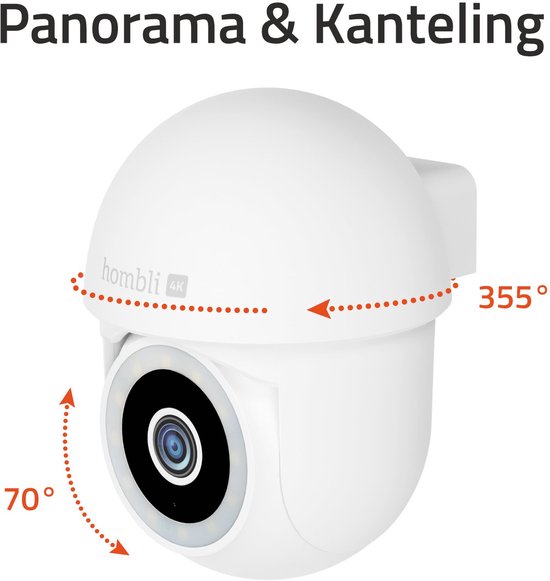 Hombli 4K Pan & Tilt - Beveiligingscamera - Bewakingscamera voor buiten - 4K - Gekleurd Nachtzicht - Volgfunctie - Wit van Hombli — afbeelding 3