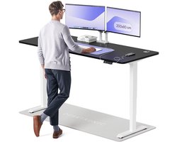 Desktronic HomePro Zit-sta Bureau Elektrisch In Hoogte Verstelbaar, 200x80cm Wit/Zwart, Stille Dubbele Motor, Hoogte 62-126cm