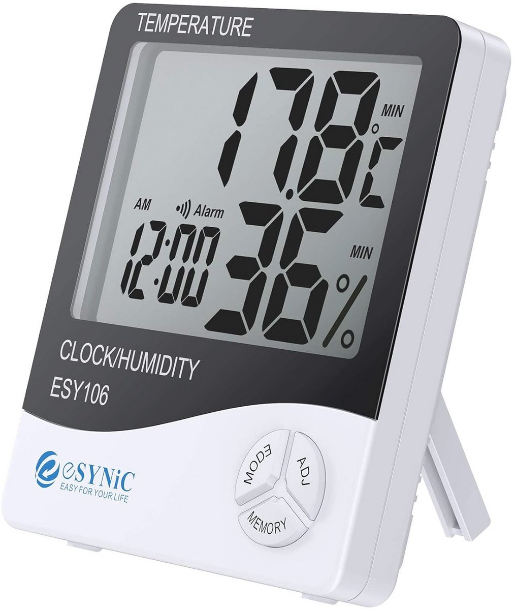 Digitale Thermo-Hygrometer voor Binnen en Buiten met Klok en Alarm – LCD Temperatuur en Vochtigheid Meter