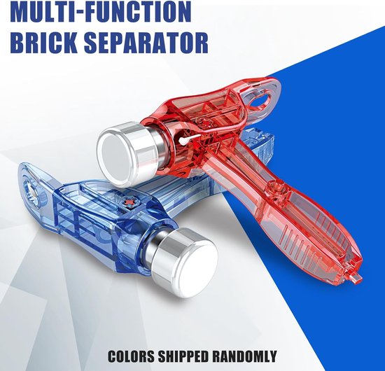 Twee multifunctionele steppenscheiders, rood en blauw, met zilverkleurige uiteinden.