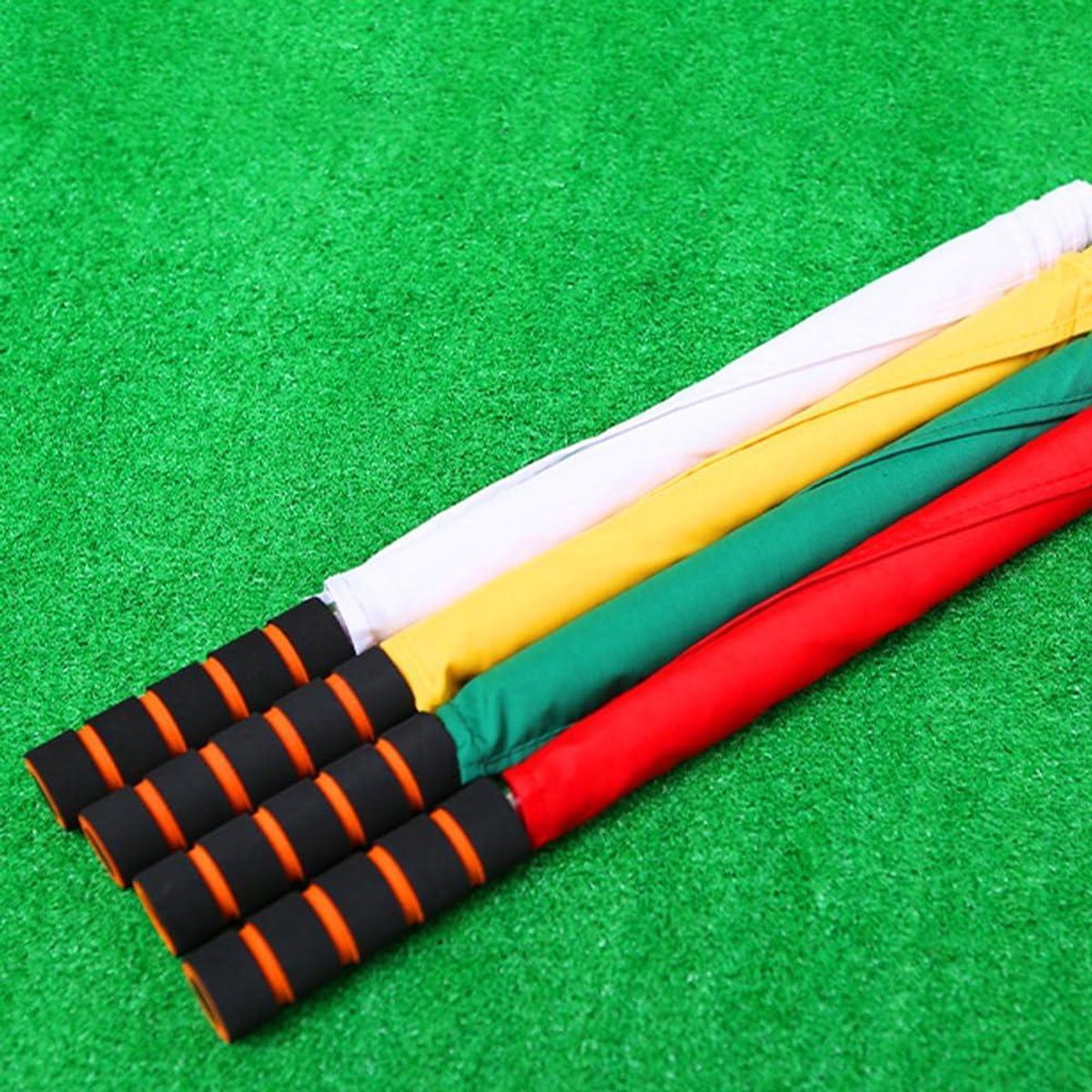 Lot De 4 Drapeaux D'arbitre Sportif Jaune - 45 X 36 Cm, Mât Acier, Poignée éponge - Pour Football, Athlétisme - 5