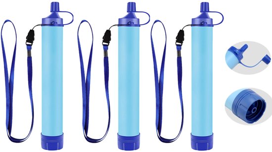 3stuks - Portable Water Filter Straw - strowaterfilter - Buitenwaterfilter - Outdoor life - Survival waterfilter Straw - Waterfilters Survival -Drinkwaterfilter Voor Buiten - Kamperen - Waterfilter - Waterfles voor Overlevingspakket