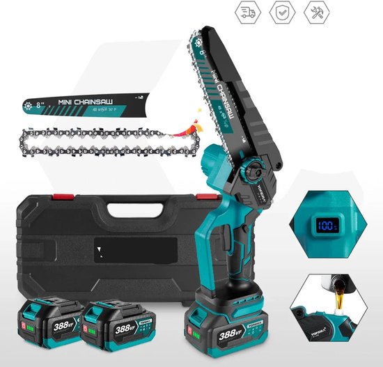 Accu-hoogsnoeier, takken-kettingzaag, professionele takkenzaag, compatibel met Makita 18 V, 6 inch borstelloze 2-in-1 takkenzaag met telescoopsteel en telescopische elektrische snoeizaag, werkhoogte