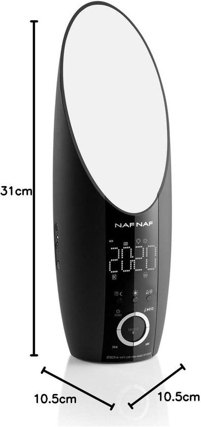 Foto: Caliber wekker digitale wekker slimline twee alarmen groot dimbaar meerkleurig led display usb oplader wit hcg024
