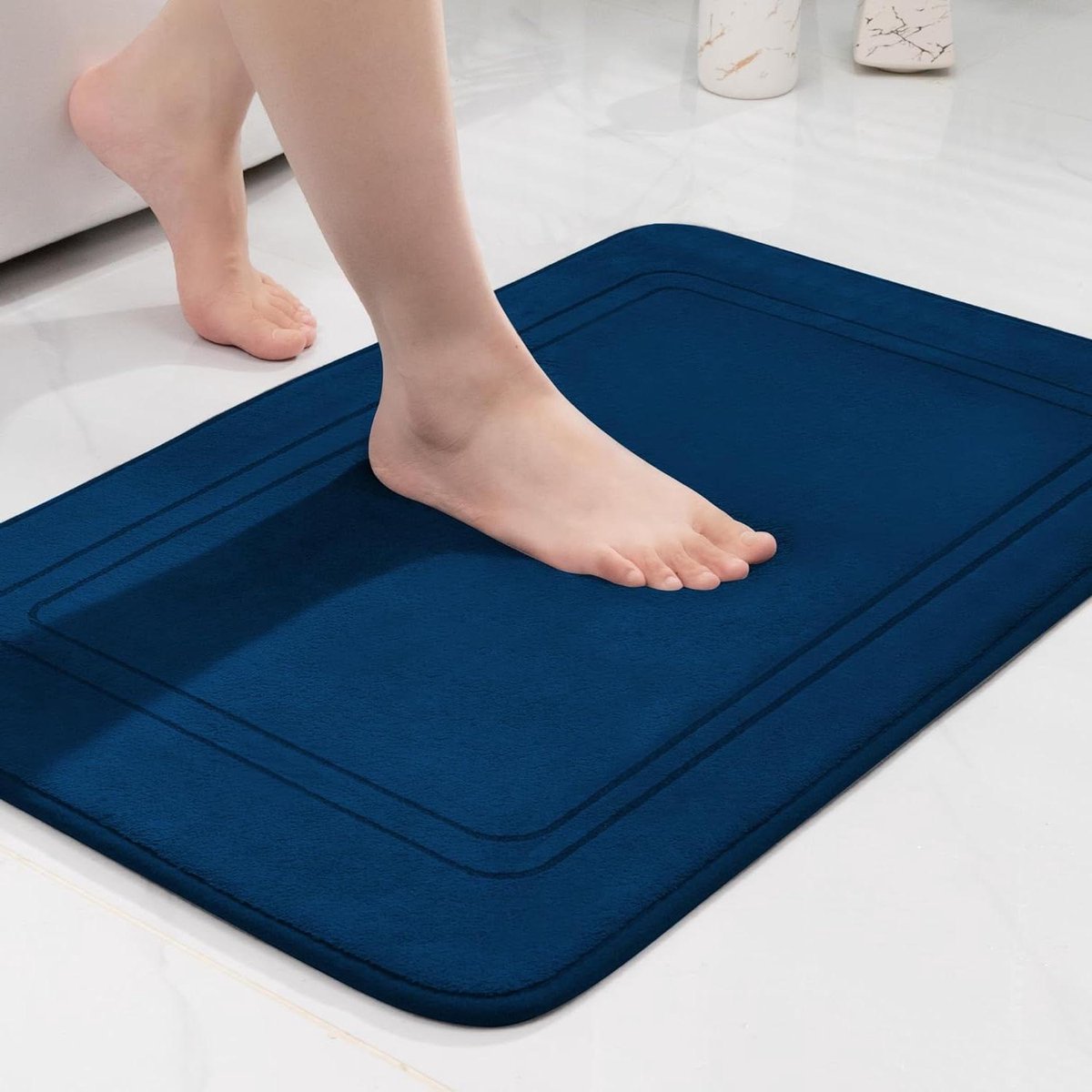 Badmat antislip zacht absorberend blauw 43 x 61 cm voor badkamer