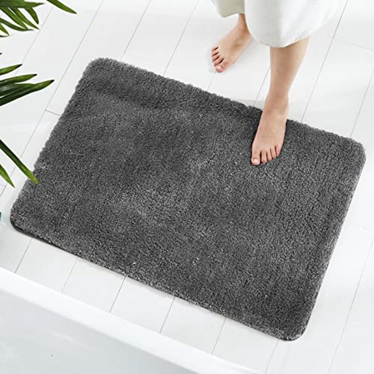 GONICVIN vloerkleed, 60 x 90 cm, zachte microvezel wasbare badmat, antislip badkamertapijt voor badkamer, woonkamer (antraciet)