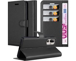 Cadorabo Hoesje geschikt voor HTC U24 PRO in PHANTOM ZWART - Beschermhoes met magnetische sluiting, standfunctie en kaartvakje Book Case Cover Etui