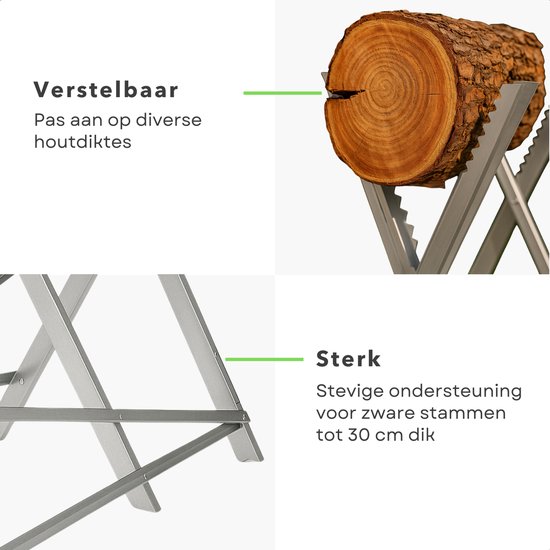 Cheqo® Zaagbok - Zaagstandaard Verstelbaar - Zaagblok - Gegalvaniseerd Staal - Voor Stammen tot 30 cm van Cheqo — afbeelding 2