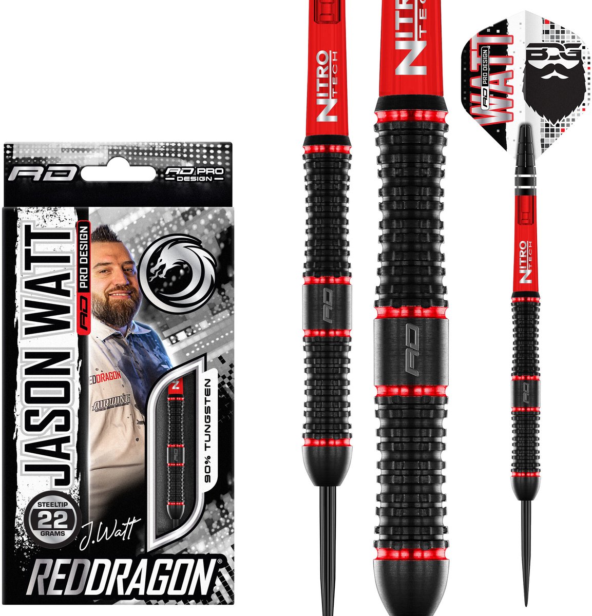 Red Dragon Jason Watt 90% - Dartpijlen