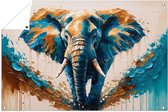 Levendig abstract olifantschilderij - Olifant posters - Tuinkunst dieren - Abstract expressionisme - Buitenschilderij schutting - Decoratie tuin - tuinposter 45x30 cm