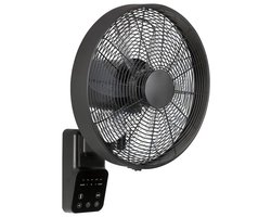 Casafan Airos Eco Design Wall II SW wandventilator zwart 40 cm - Timer - Afstandsbediening - Horizontaal en verticaal oscilleren