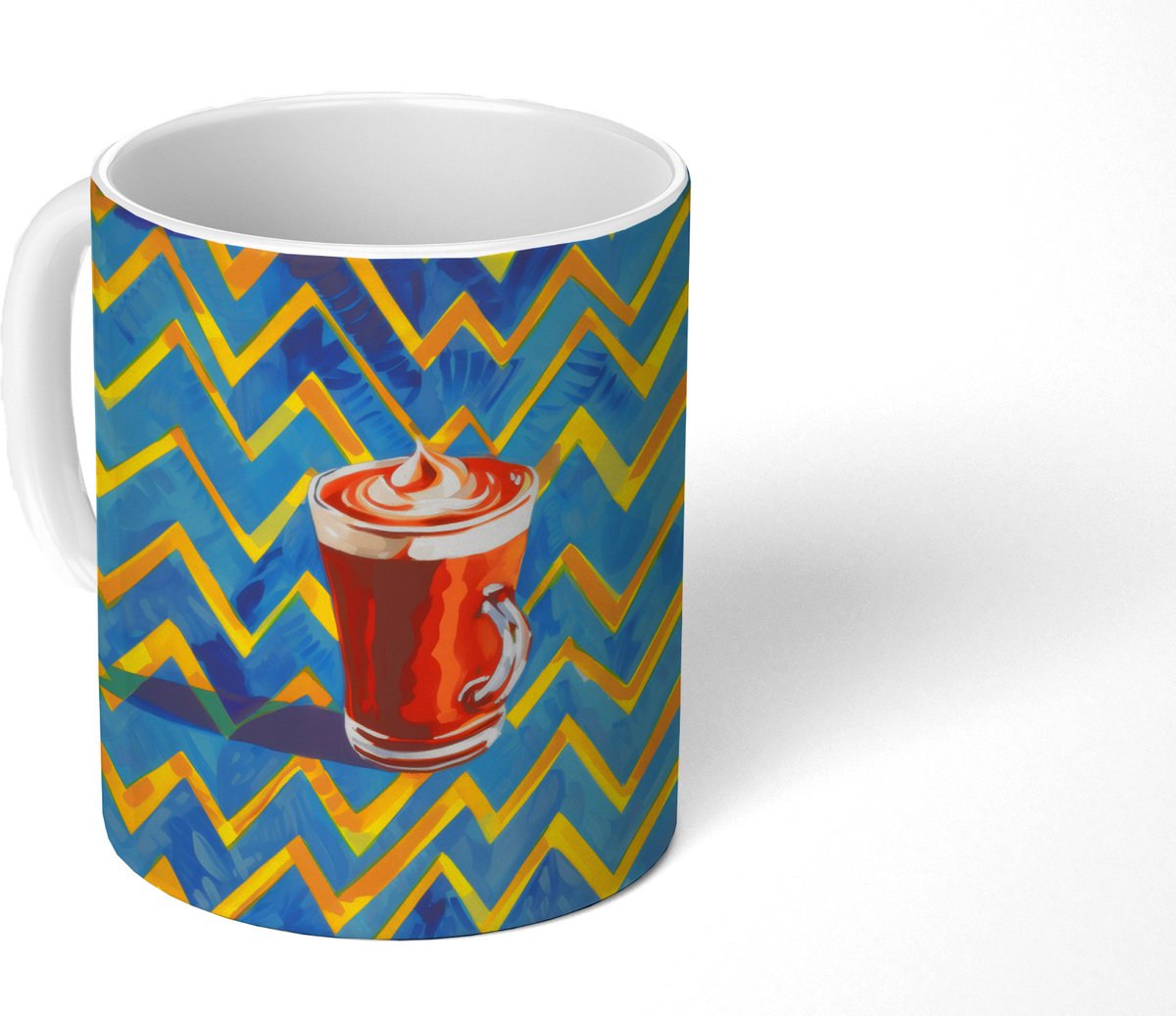 Mok - Koffiemok - Mok - Koffie - Zigzag - Slagroom - Mokken - 350 ML - Beker - Koffiemokken - Theemok