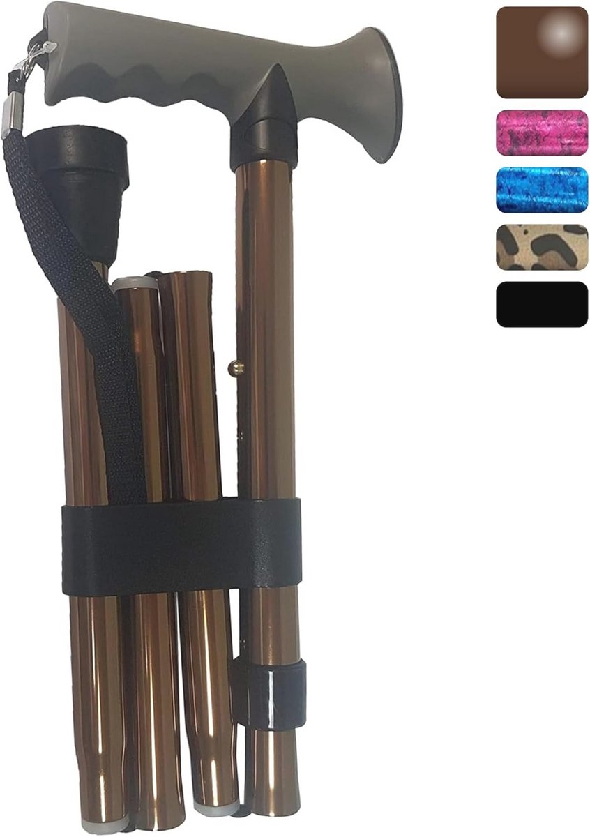 Verstelbare Opvouwbare Wandelstok met Gel Handvat voor Comfort en Stabiliteit