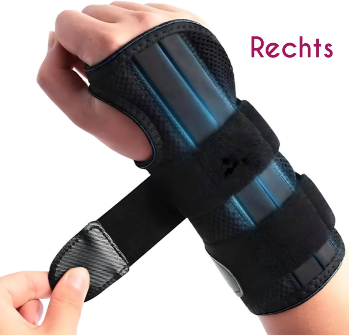 S4D® - Polsbrace - Handbrace - Verlichting van Artritis, Reumatische Pijn en Carpaal Tunnel Syndroom - Polsbandage - Met Verwijtbare Spalken - Rechterhand !
