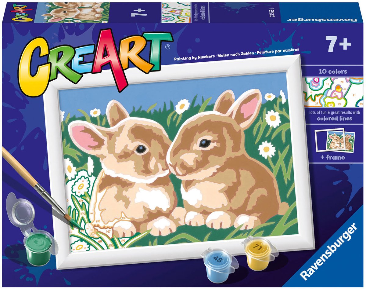 Ravensburger CreArt Fluffy Bunnies - Schilderen op nummer voor kinderen — afbeelding 7