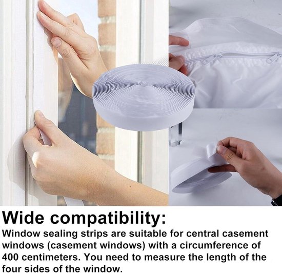 Airco Raamafdichtingskit - 400 cm - Met Rits & Zelfklevende Tape - Luchtdicht & Waterdicht - Voor Mobiele Airco & Droger