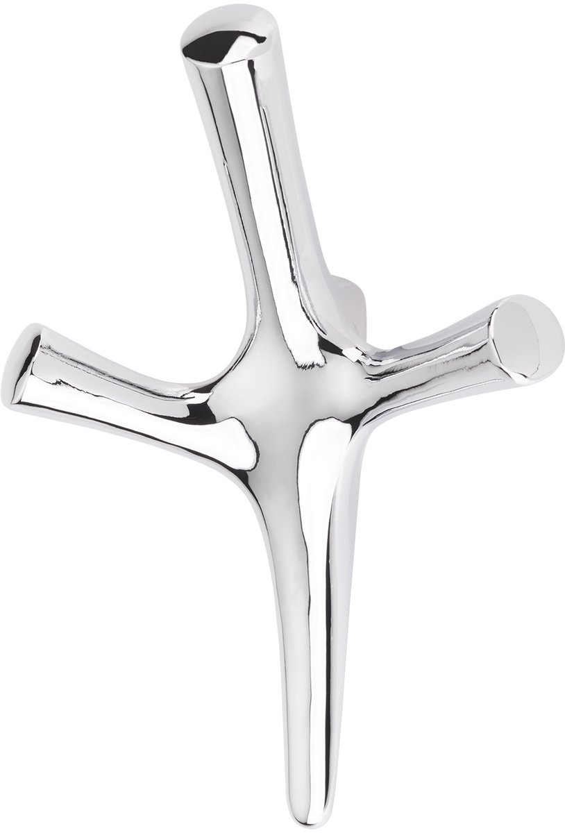 SOTECH Kapstokhaak TRICORNO Hoogte: 157 x Breedte: 106 mm Gepolijst chroom, moderne kapstokhaak van gegoten zink, stabiele wandhaak ook voor handtassen