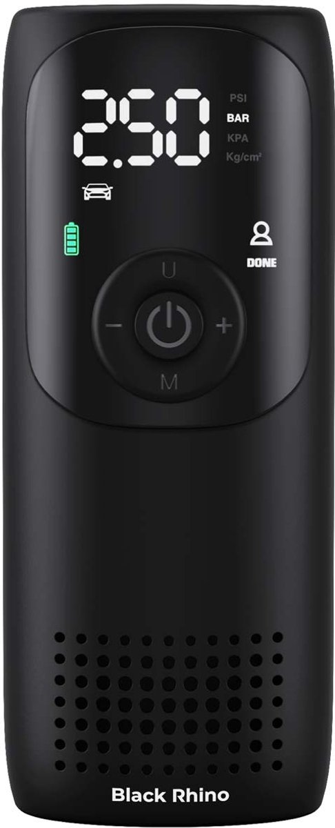 Black Rhino AeroBoost T-1 - Compacte Luchtcompressor - Elektrische Fietspomp - 4000 mAh Batterij - Powerbankfunctie - Dual Digitale display - Multifunctioneel - Werktijd 16 Minuten