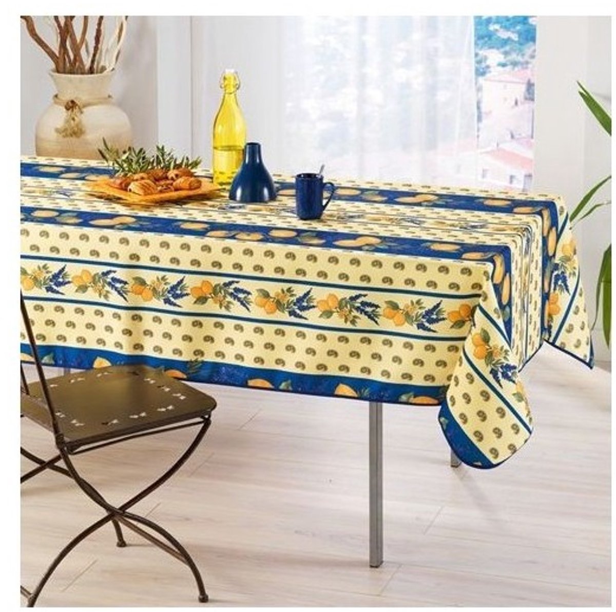 Provençaals rechthoekig vlekbestendig tafelkleed 100% polyester - Citroen