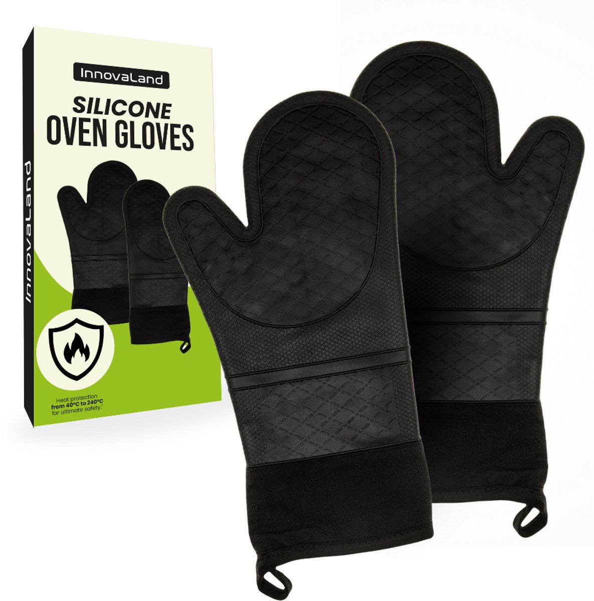 Innovaland - Siliconen Ovenwanten - 2 Stuks - Hittebestendig tot 230 Graden - Ovenhandschoenen - Ovenwant - BBQ handschoenen - Kamado Accesoires