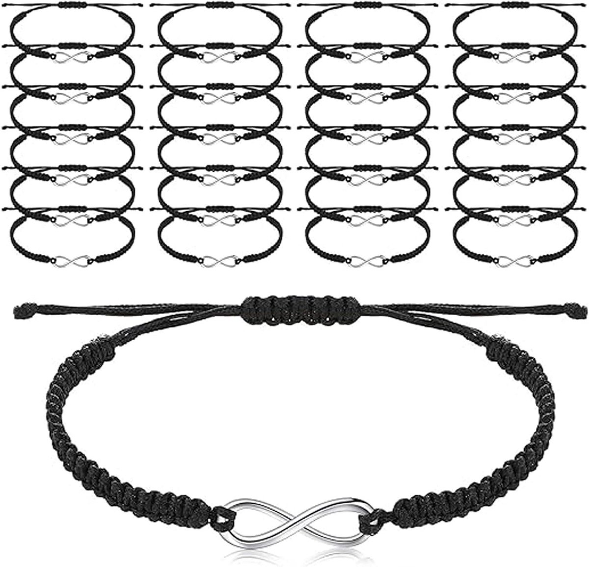 Handgemaakte Gevlochten Vriendschapsarmbanden Set - 24 Stuks, Kleurrijke en Robuuste Designs, Perfect Cadeau voor Vrienden, Zwart, Unisex
