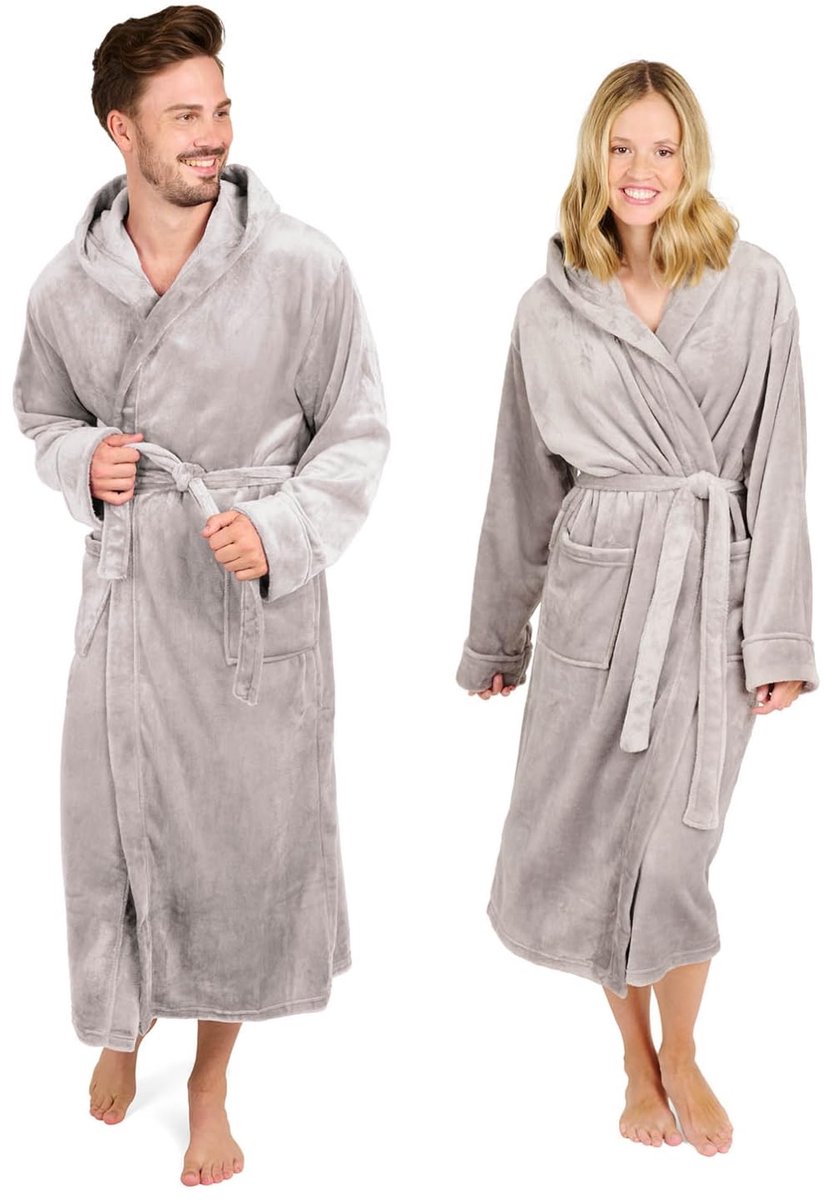 Ibenzoa Zachte en Absorberende Badjas voor Dames en Heren met OekoTex Certificering beige