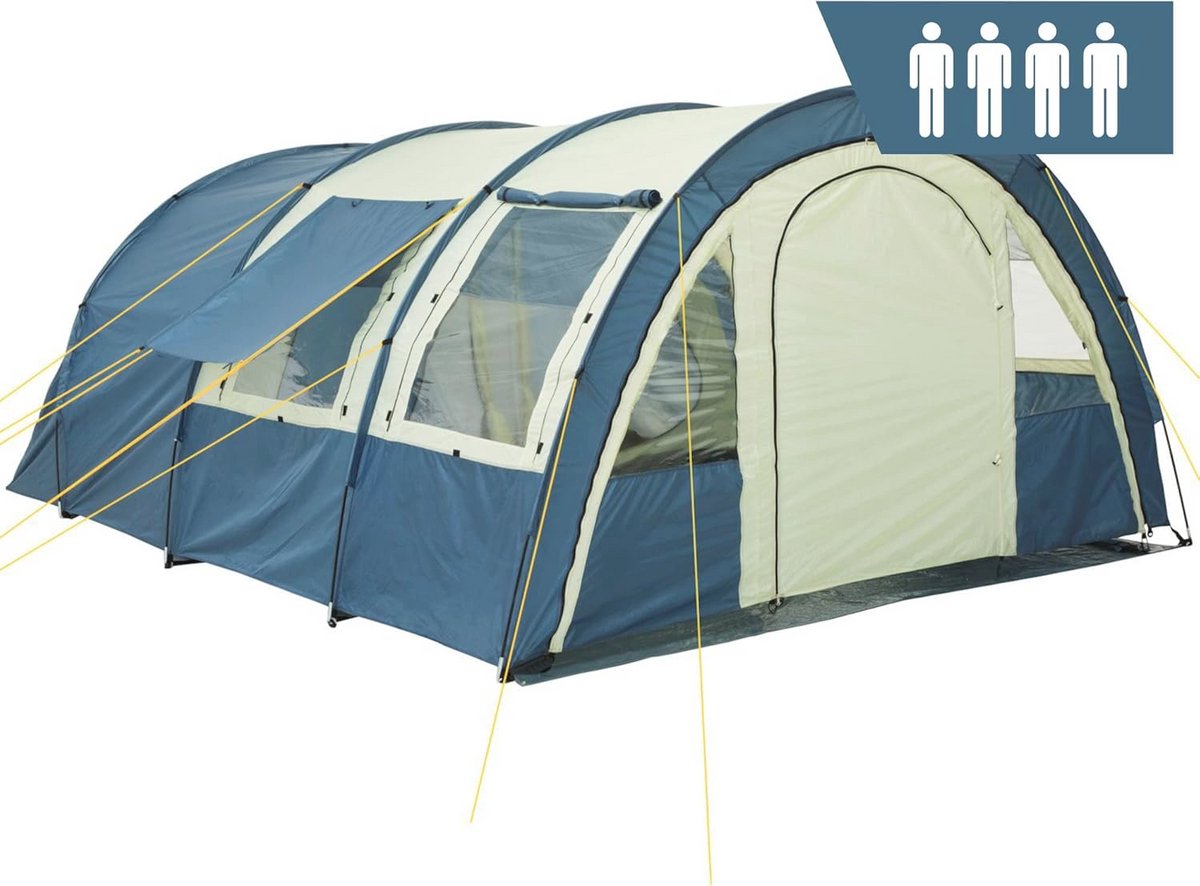 Ruime tunneltent voor 4 personen met waterdichte voortent