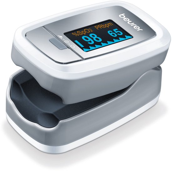 Beurer PO 30 Saturatiemeter - Zuurstofmeter Vinger - Medisch gecertificeerd voor meting Zuurstofverzadiging, Hartslag & Longaandoeningen - Pulse Oximeter, Pijnloos & Klein - Ook bij Sporten op grote Hoogten
