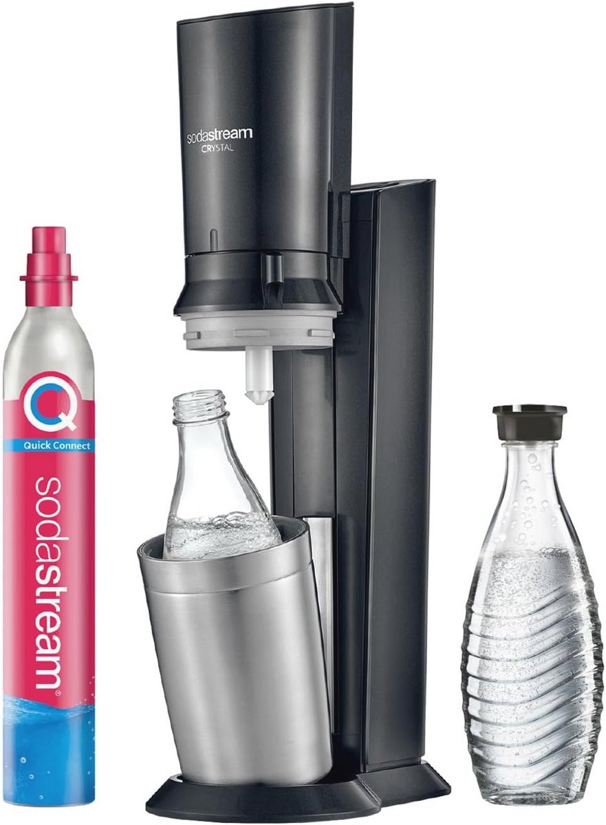 Bruiswatertoestel met CO2-cilinder en glazen flessen - Titanium