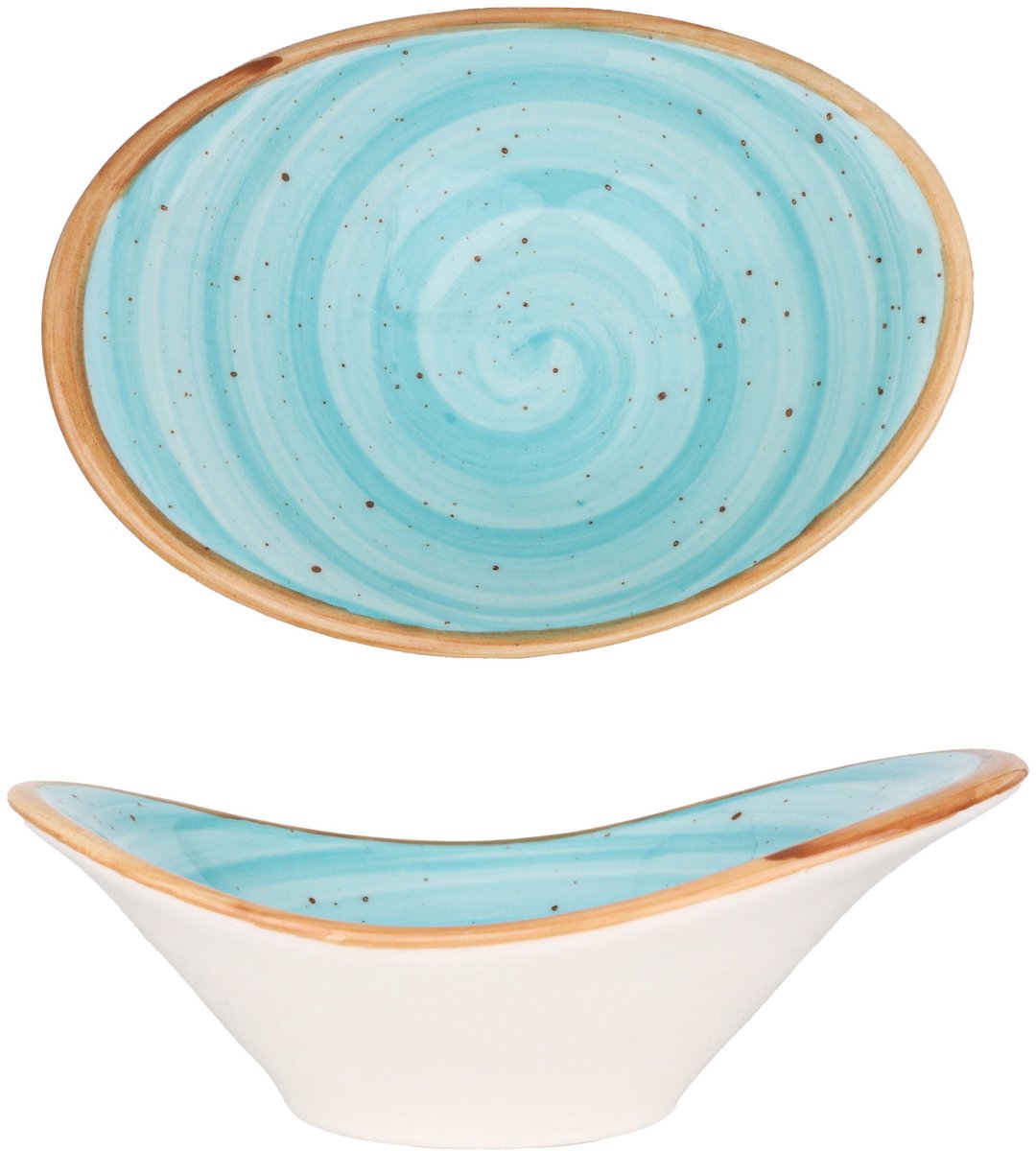 Bonna Serveerschaal - Aqua - Porselein - 6 cm (30cc) - set van 2