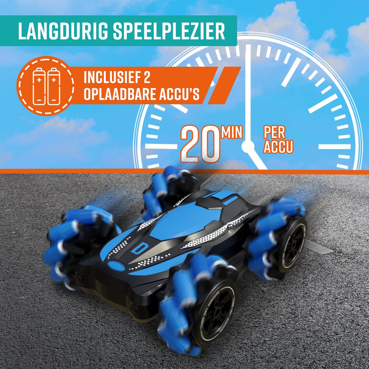 Napi Bestuurbare Auto - RC Stunt Car met 2 Accu’s - Speelgoed Auto voor Jongens - Buitenspeelgoed - Race Autos - Speelgoedauto Buiten - Radiografisch - Slidestorm — afbeelding 4