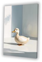 Minimalistisch ontwerp van eend - Eend schilderij op canvas - Muurdecoratie canvas dieren - Minimalisme - Wanddecoratie klassiek - Slaapkamer wanddecoratie - canvas 60x90 cm