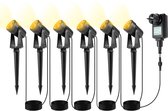 Bol.com Set van 6 LED Tuinspot met Grondspies Warm Wit - Tuinverlichting met Stekker 6 in 1 - Buitenverlichting Prikspots - Wate... aanbieding