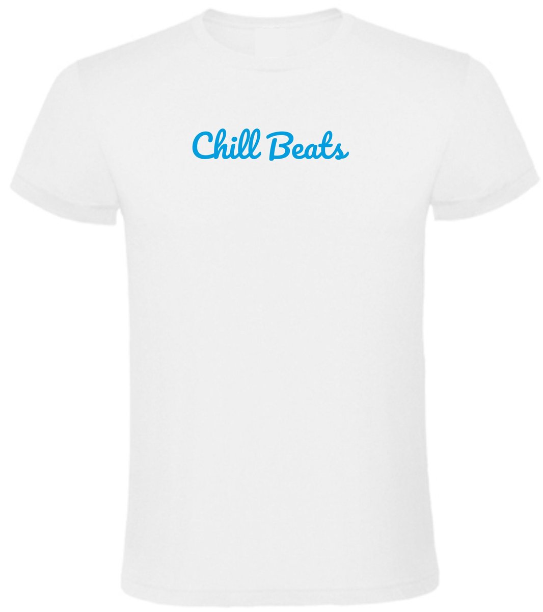 Unisex Zomer Tshirt – CHILL BEATS T-shirt in Neon Xlarge Design EIZOOK Wit