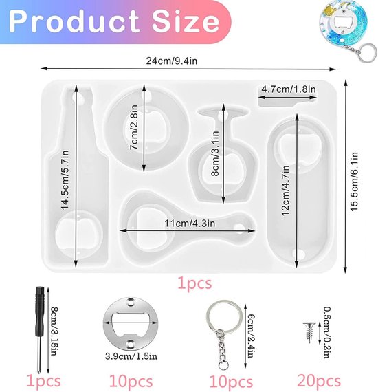 YMWALK 127 stuks siliconen hars gietvormen en gereedschappen set voor het maken van sieraden, epoxyhars mallen, sieraden gietvormen, hars doe-het-zelf knutselset voor hanger armband sleutelhanger