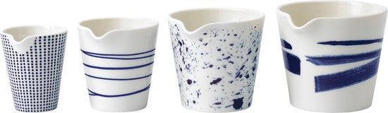 Royal Doulton Pacific – Schenkkan – Melkkannetje – Melkkan – Porselein – Wit / Blauw – 4 Stuks