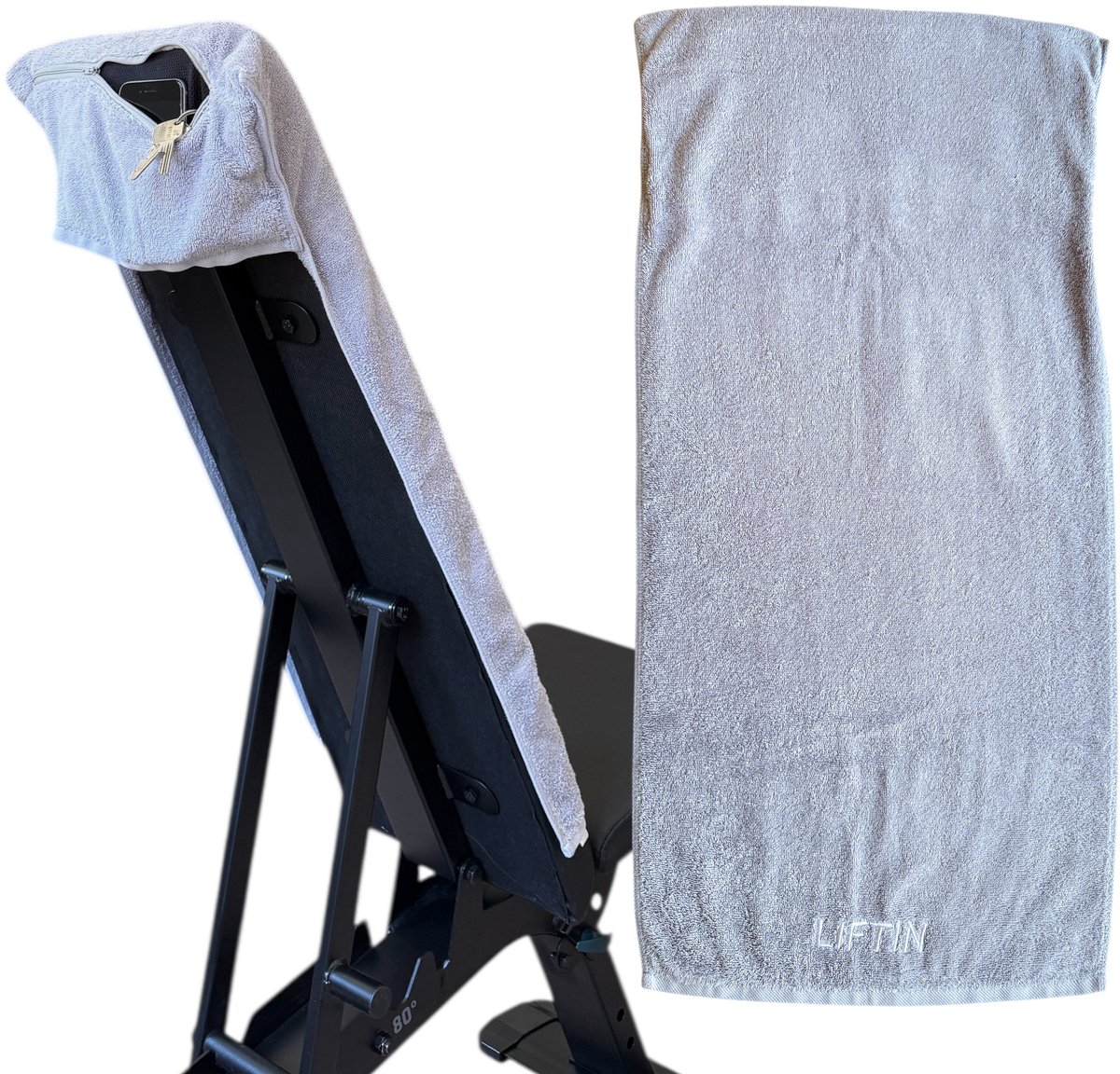 LIFTIN - Sporthanddoek - Fitness Handdoek - 100% Katoen -40x90- Grijs