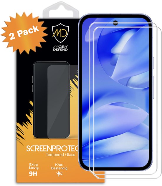 Lot de 2 Protecteurs d'écran Google Pixel 9a - MobyDefend Case-Friendly Screensavers - Glas trempé - Plaques de verre. Compatible avec : Google Pixel 9a