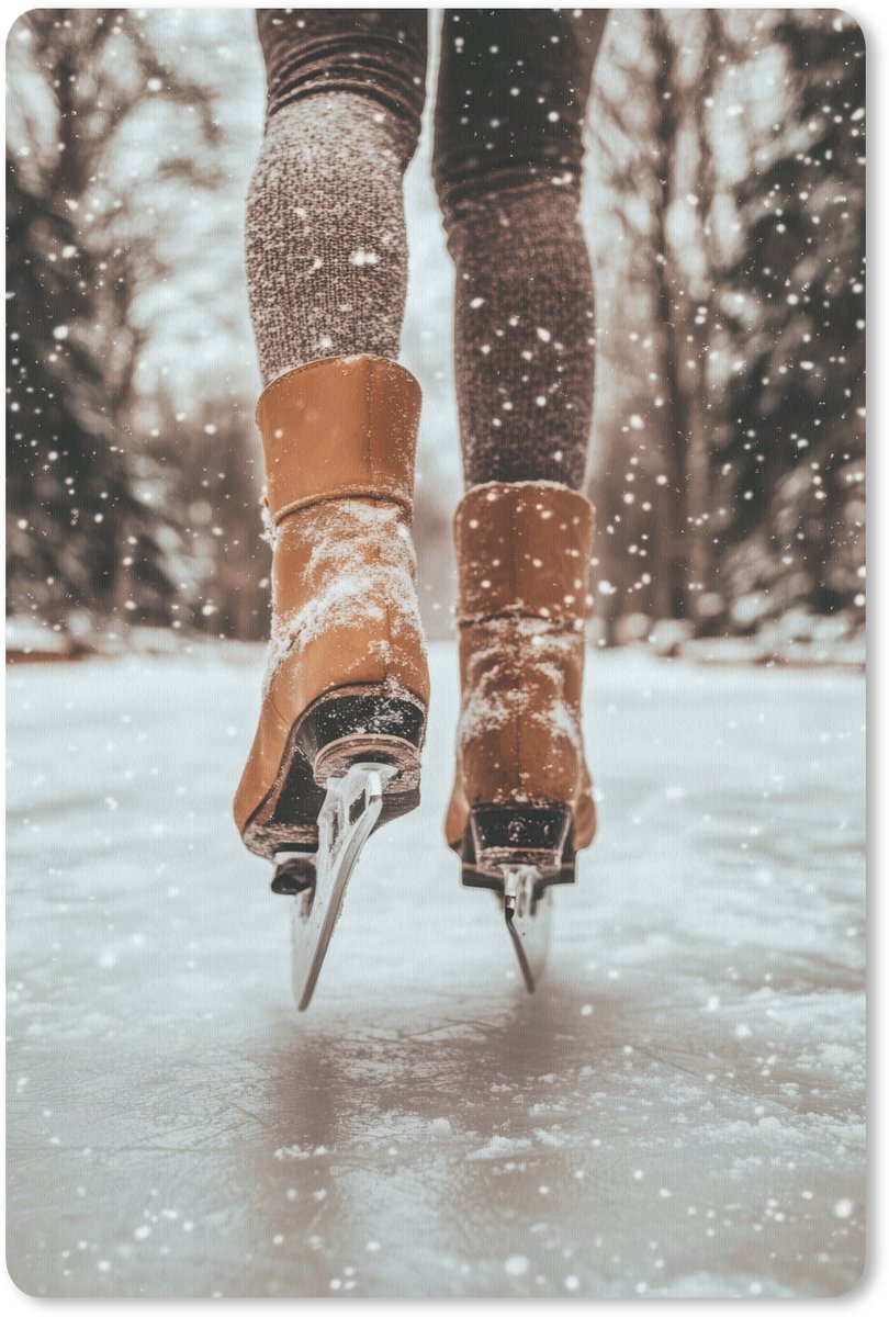 Muismat 18x27 cm - Mousepad Schaatsen - IJs - Winter - Sneeuw - Muismatten
