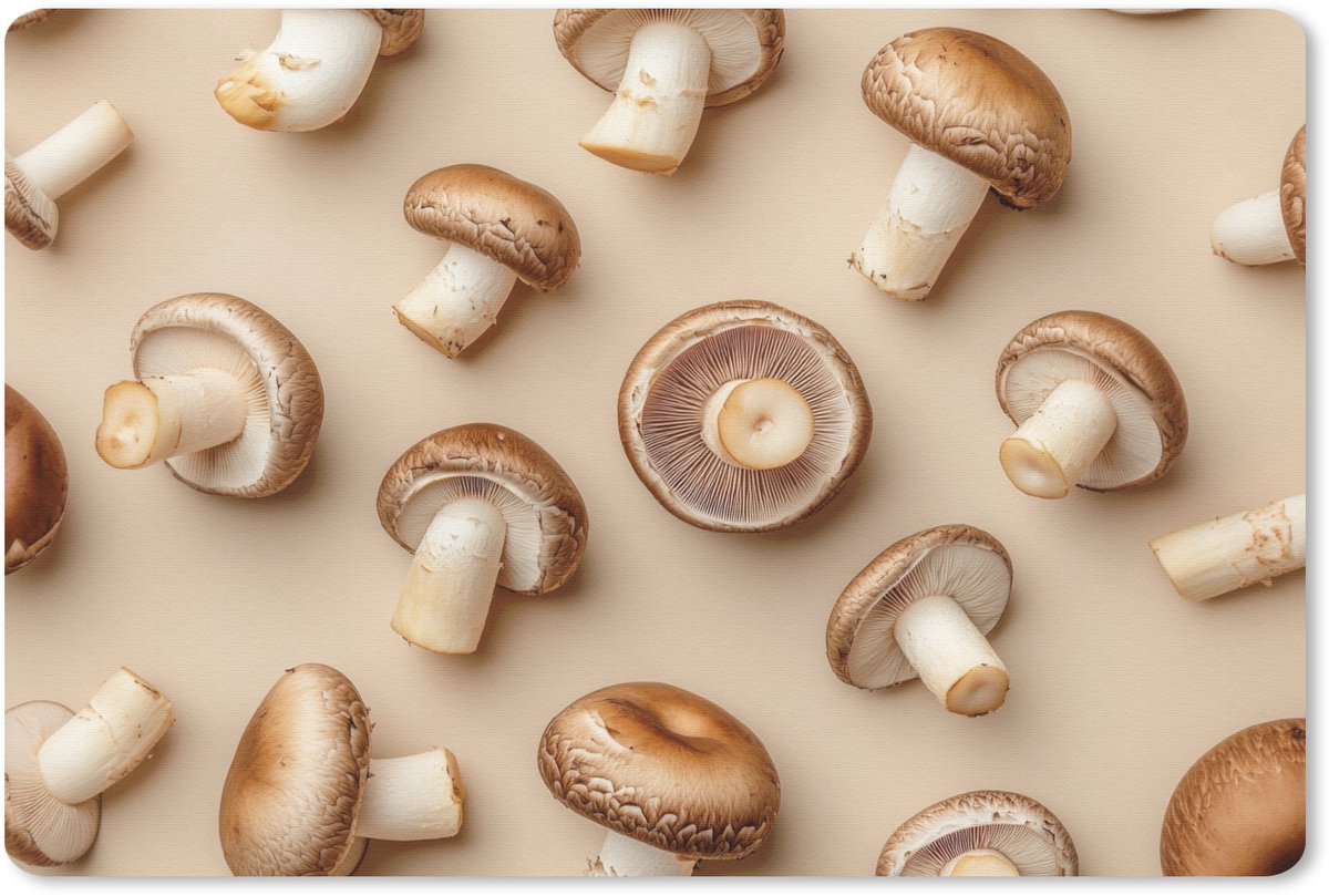 Muismat 27x18 cm - Mousepad Kastanje Champignons - Beige - Muismatten