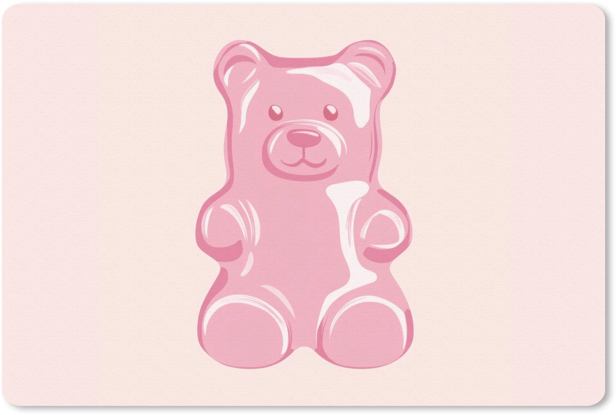 Muismat 27x18 cm - Mousepad Beer - Roze - Snoep - Muismatten