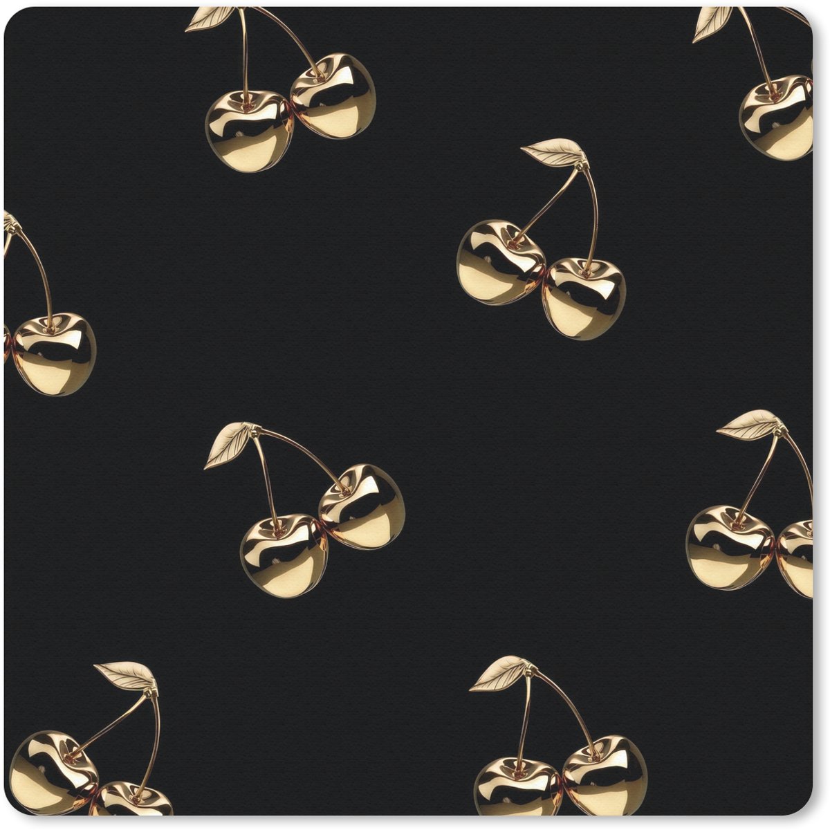 Muismat 20x20 cm - Mousepad Patroon - Kersen - Goud - Chrome - Muismatten