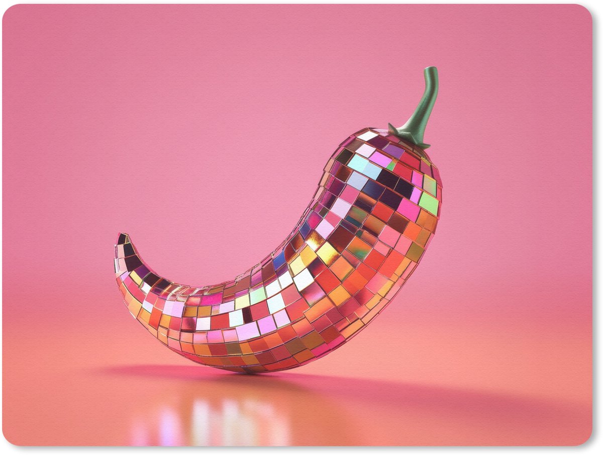 Muismat 23x19 cm - Mousepad Peper - Disco - Rood - Glitter - Muismatten