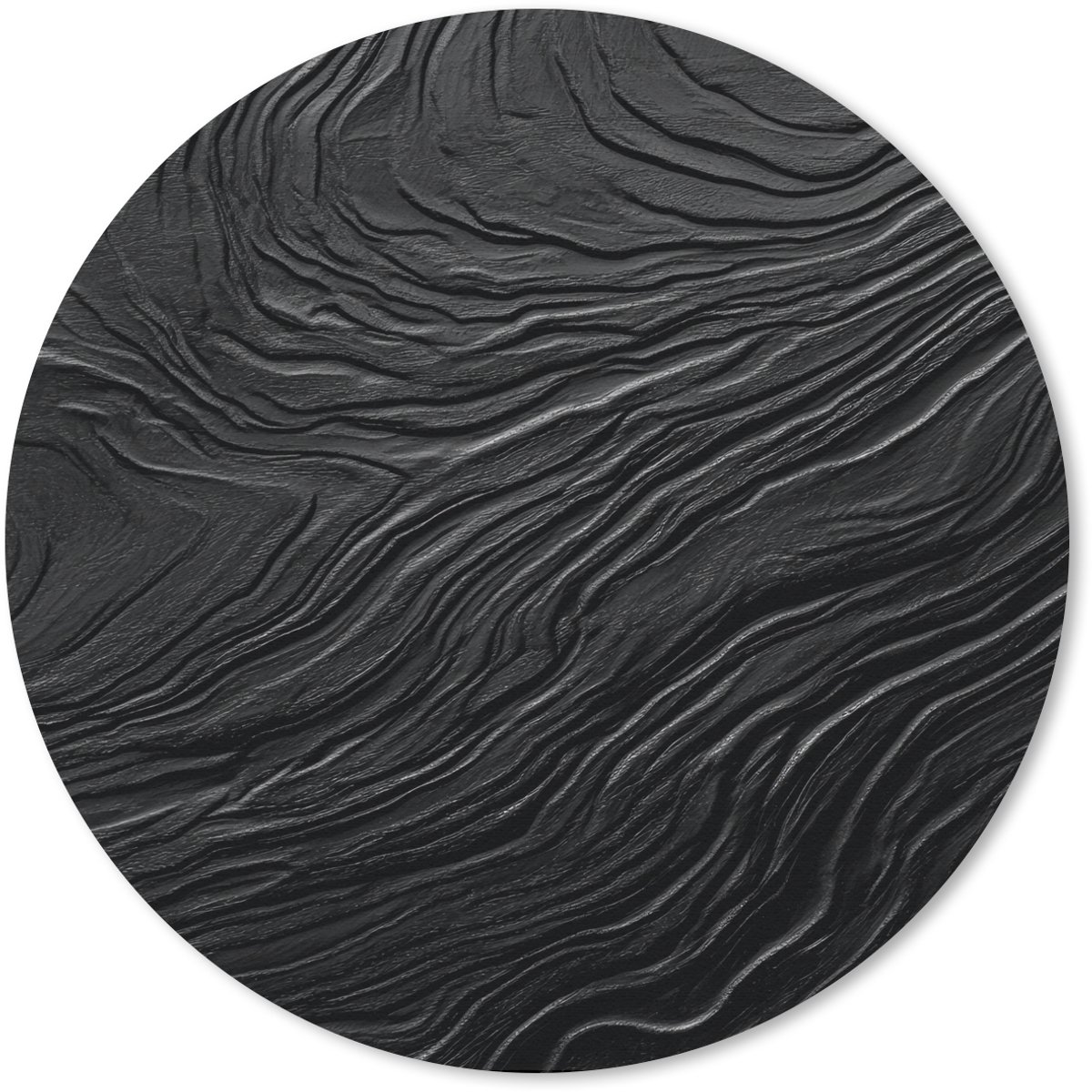 Muismat rond 50x50 cm - Mousepad Zwart - Abstract - Hout - Ronde muismatten
