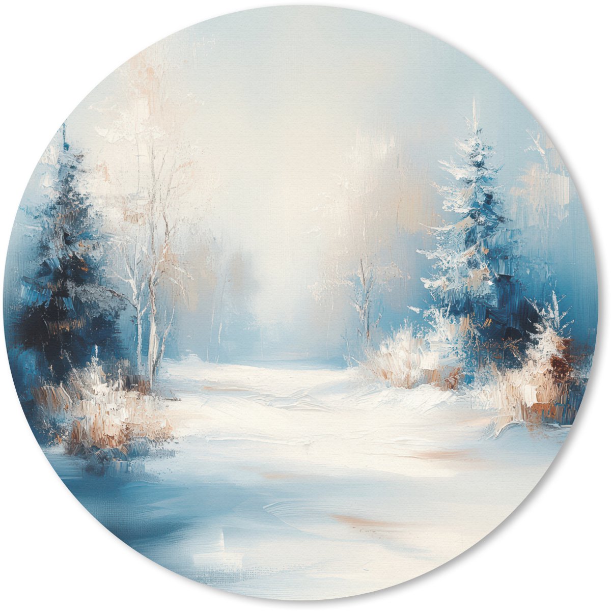Muismat rond 20x20 cm - Mousepad Bos - Winter - Natuur - Abstract - Sneeuw - Ronde muismatten