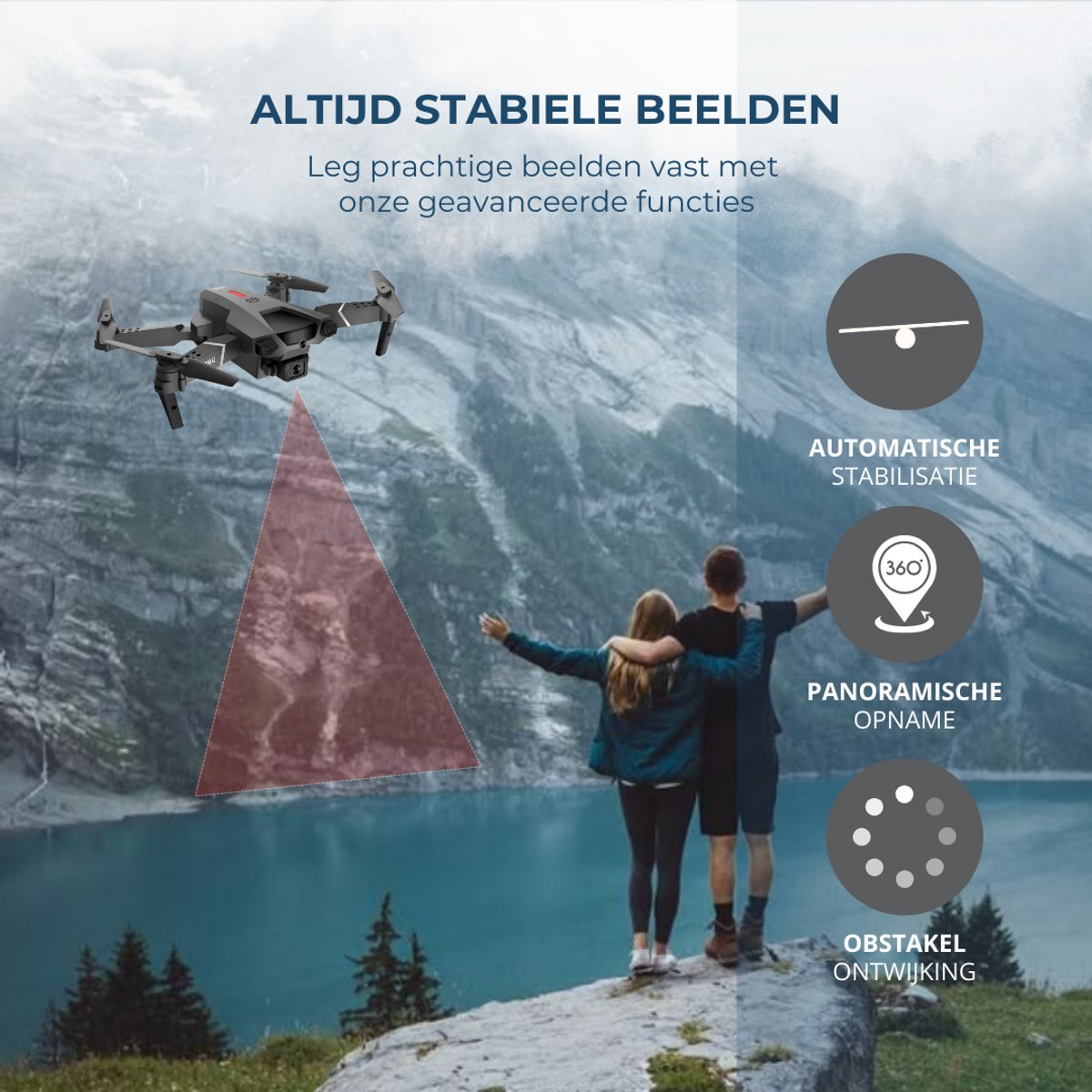 SefSay P5 Pro Drone - Drone met dubbele HD camera - Obstakel Ontwijking - 2 batterijen en een opbergtas - Geschikt voor kinderen en volwassenen — afbeelding 4